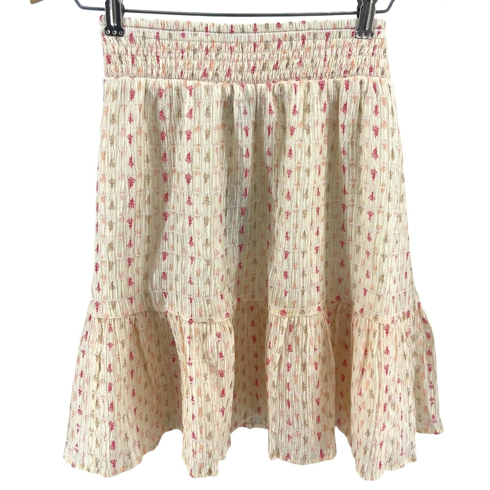 Nautica Floral Tiered Skirt Womens M Smocked Waist Ruffle Hem NWT Boho Cottage